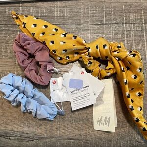 NEW Lululemon and H&M Yellow, Pink, and Blue Hair Scrunchies Set